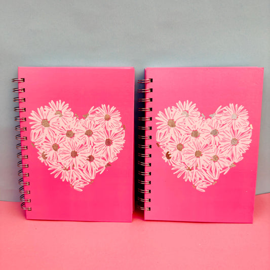 Pink Heart Foiled Spiral - Notebook / Journal