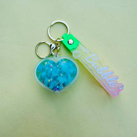 Heart Glitter Water - Gold Key Ring