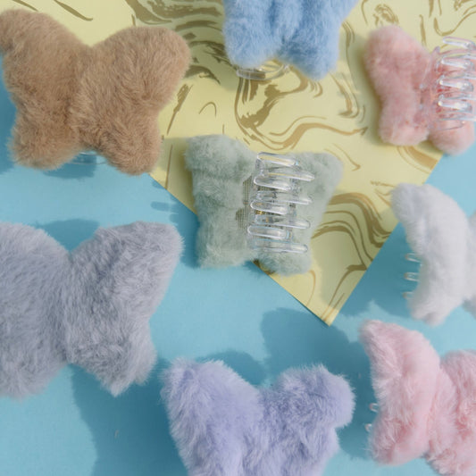 Fluffy Butterfly Hair Claws - Set of 3