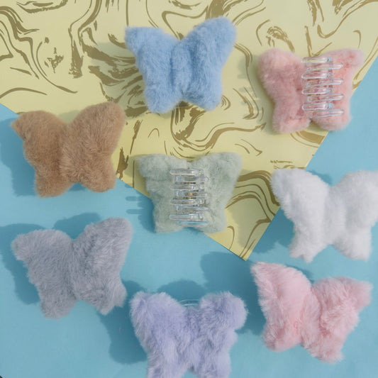 Fluffy Butterfly Hair Claws - Set of 3