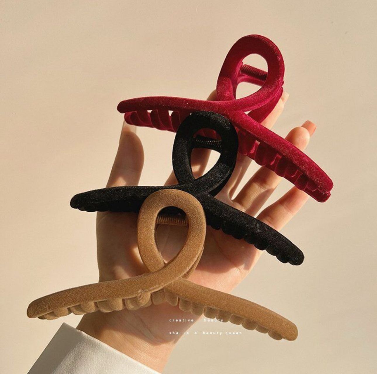 Korean Velvet Twisted French Claw - (Set of 3)