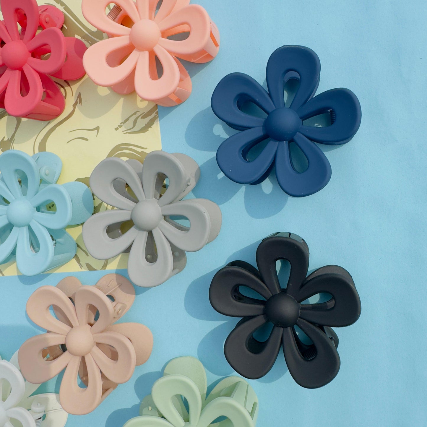 Matte Flower Hair Claw - Set of 6 (Eid Deal)