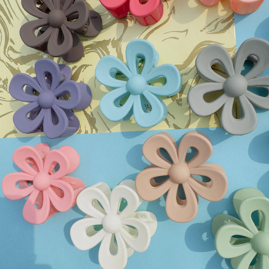 Matte Flower Hair Claw - Set of 3