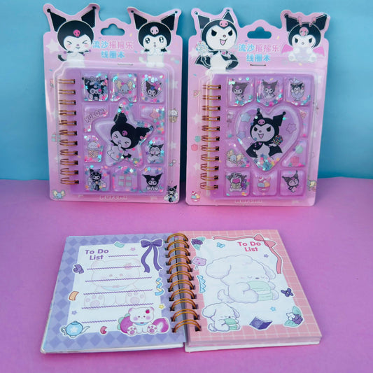 Kuromi Glitter Notebook - Colorful Pages