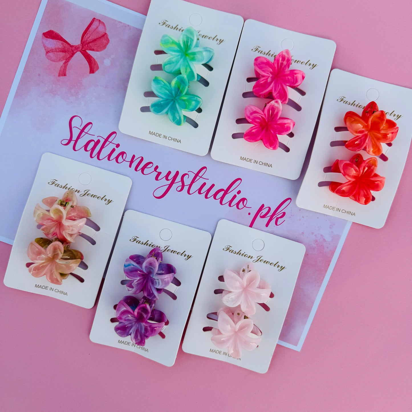 Marble Lotus Claw Clip - Set of 2