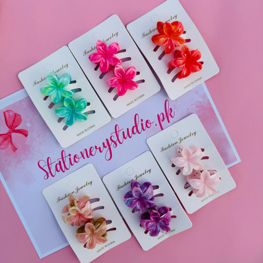 Marble Lotus Claw Clip - Set of 2