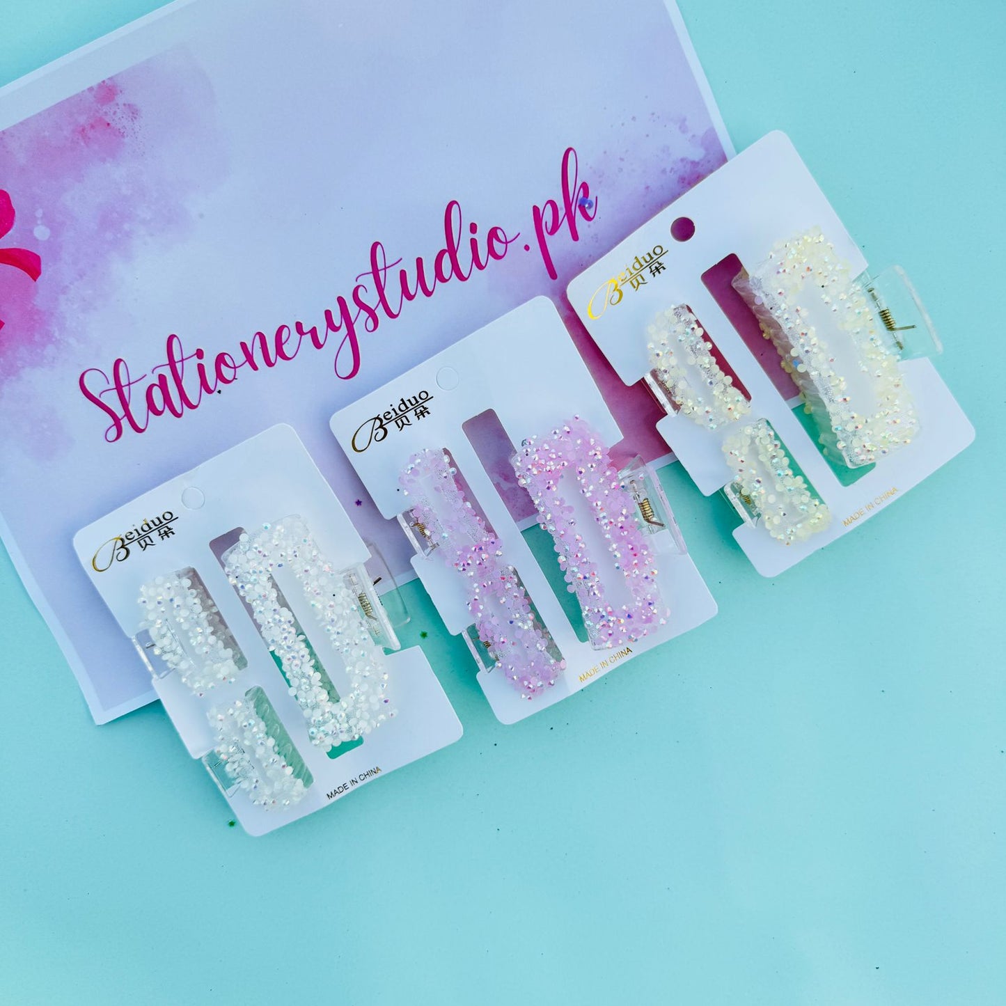 Glittery Rectangular Hair Claws - Combo