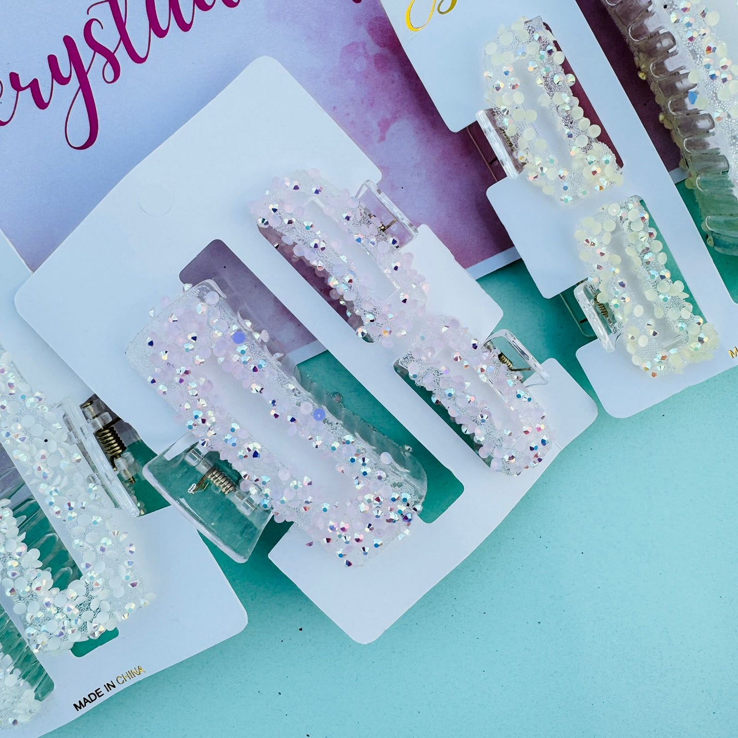 Glittery Rectangular Hair Claws - Combo
