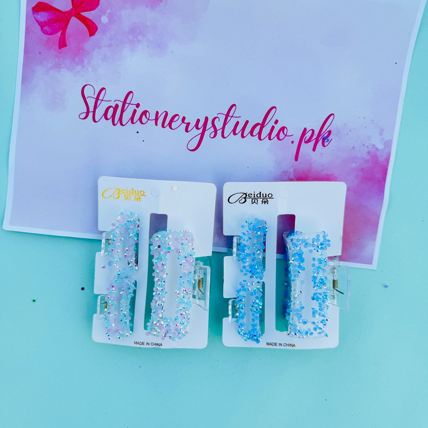 Glittery Rectangular Hair Claws - Combo