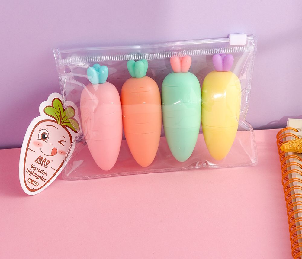 Cute Carrot Highlighter - Set of 4