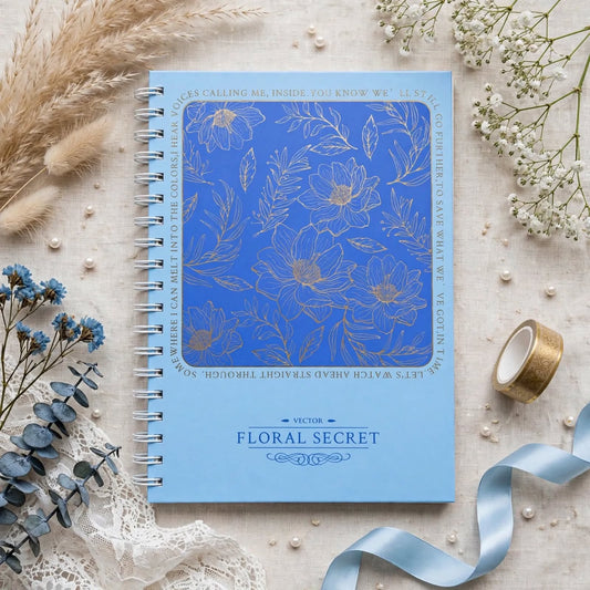 Floral Secret Gold Foiled - Spiral Journal (B5)