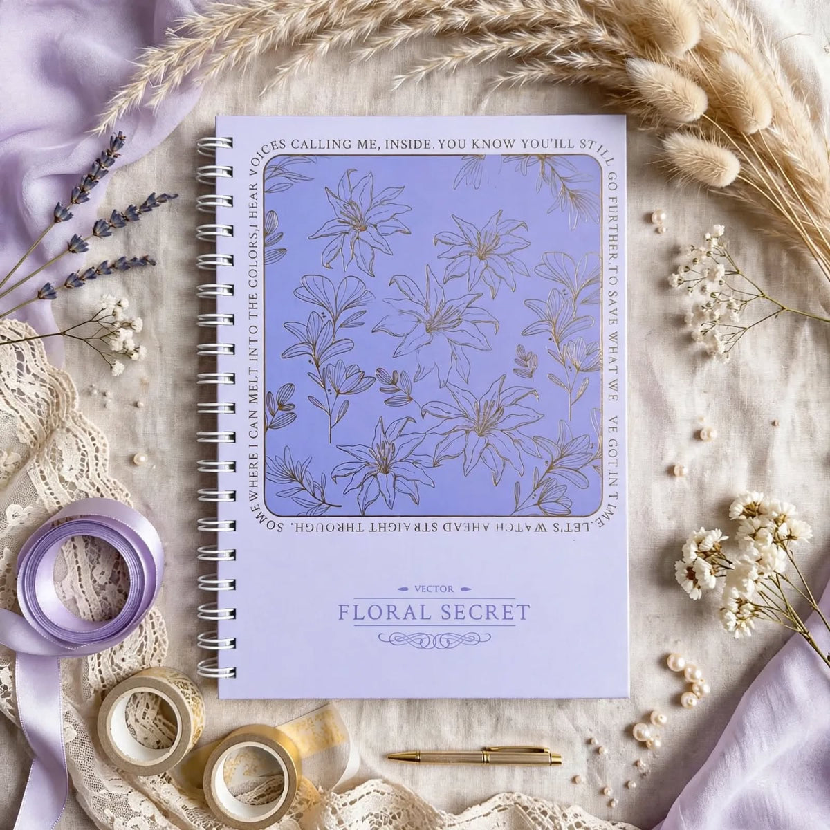 Purple Floral Secret - Gold Foiled Journal (B5)