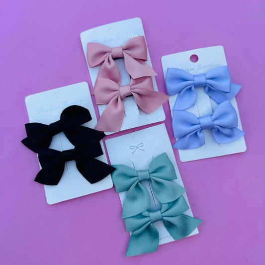 Silk Bow Hair Pins - Set of 2