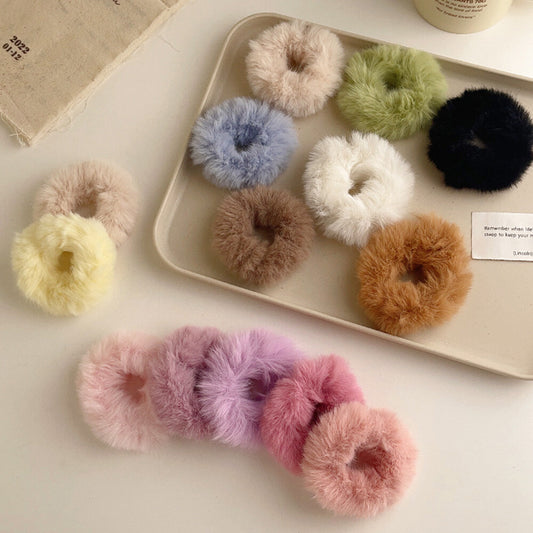 Fuzzy Hair Scrunchie - Set of 4